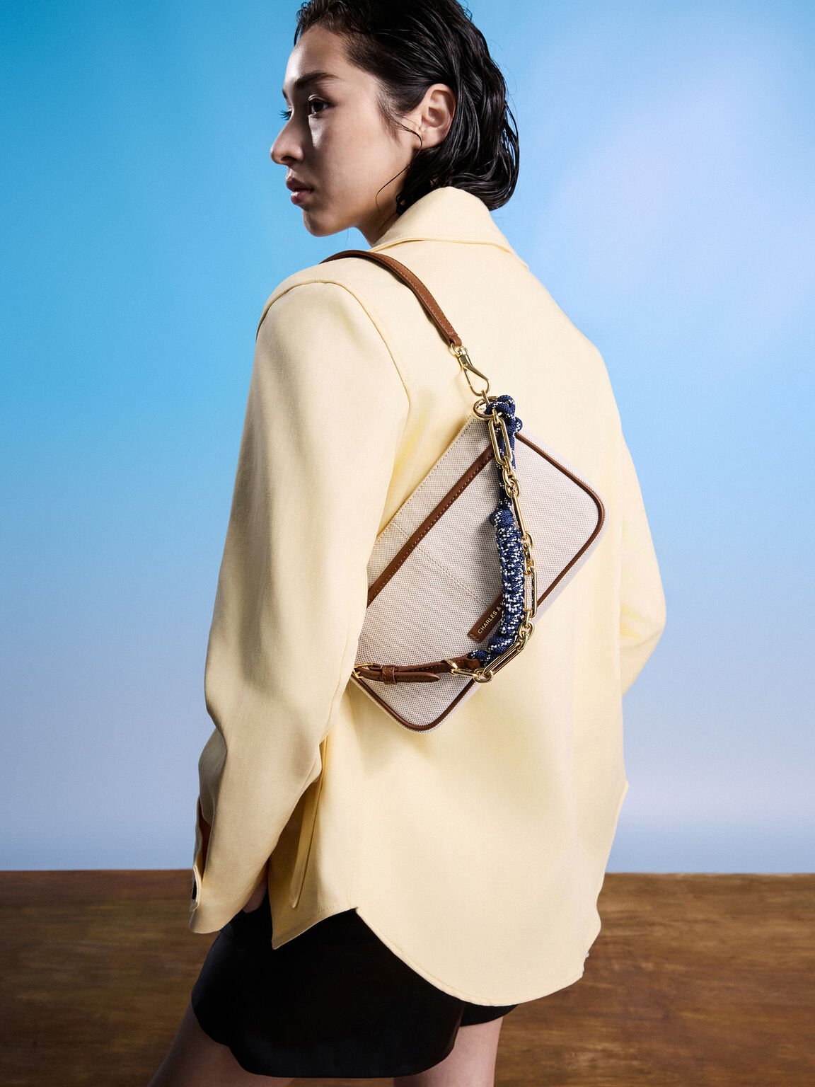 Addison アディソン キャンバスノットロープショルダーバッグ, トープキャンバス, hi-res