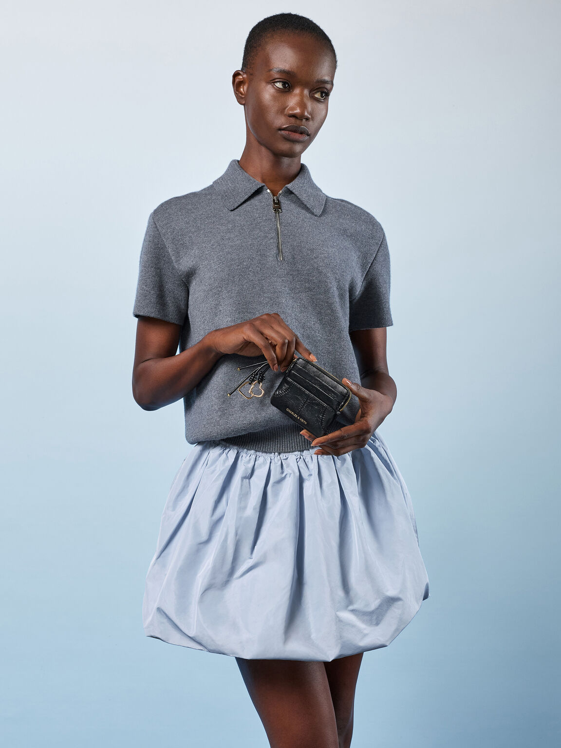 Ciara シアラ トップジップ カードホルダー, ブラック, hi-res