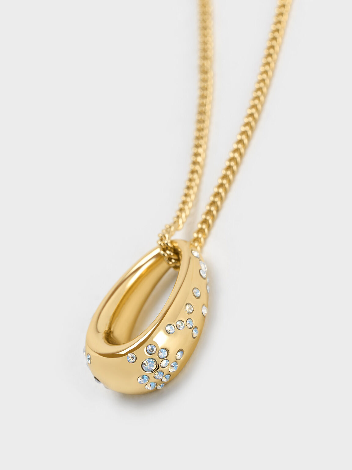 Reverie レヴァリィ クリスタルティアドロップネックレス, ゴールド, hi-res