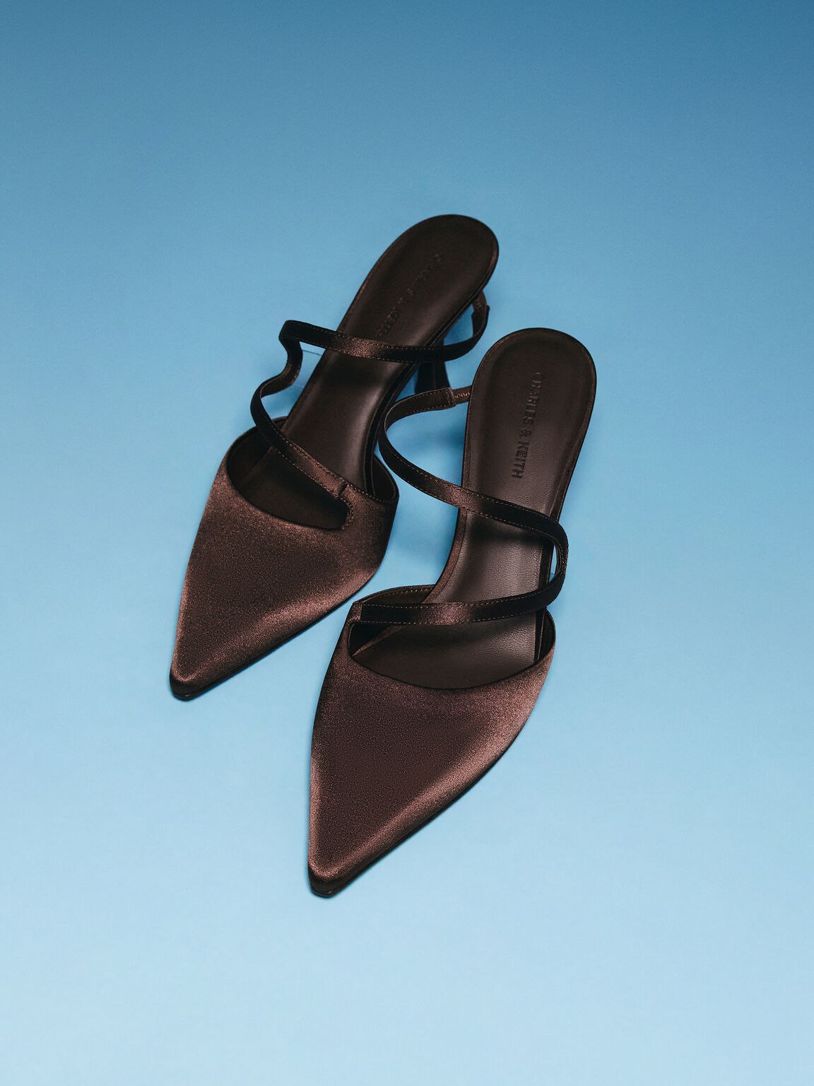 Arden アーデン サテンウェービー ポインテッドヒールミュール, ダークブラウンテクスチャー, hi-res