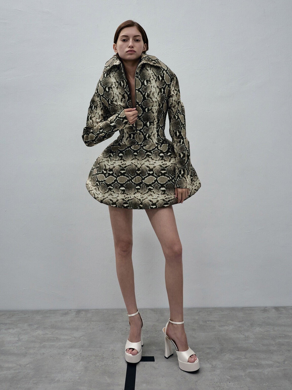 Michelle ミシェル ポリエステルプラットフォームサンダル, ホワイト, hi-res