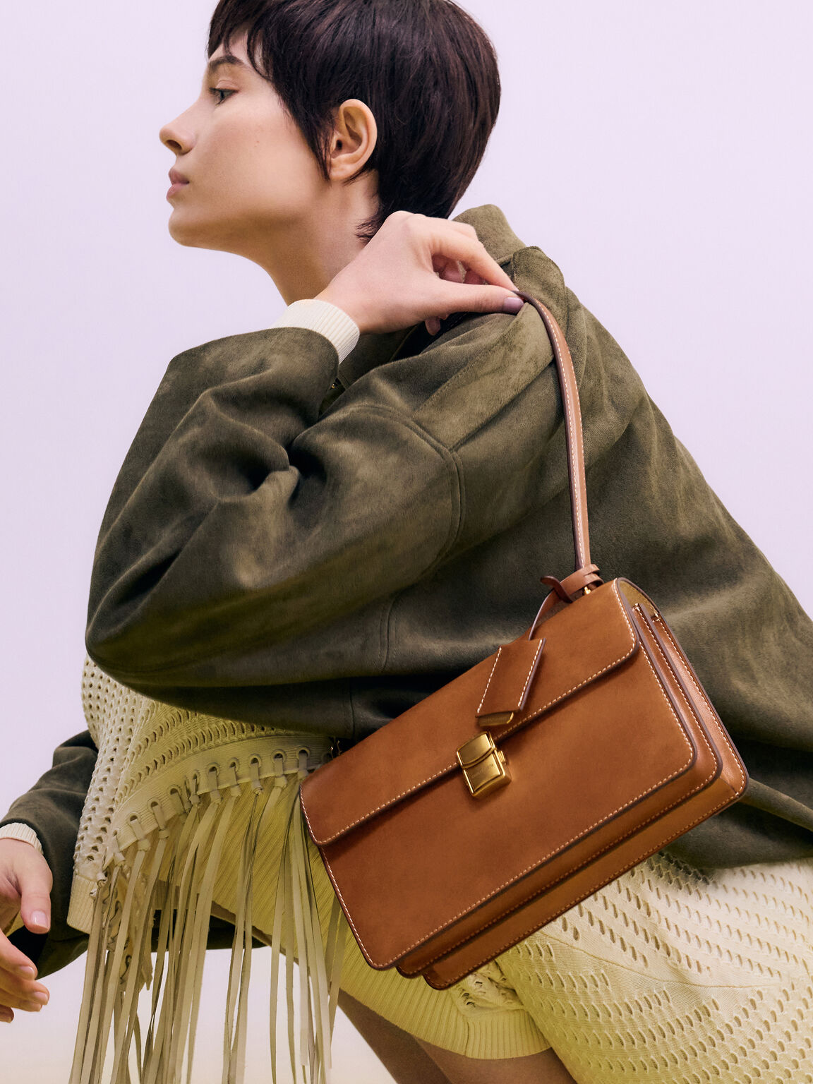 Acelynn エイスリン ロープチェーンショルダーバッグ, ディストレスドタン, hi-res