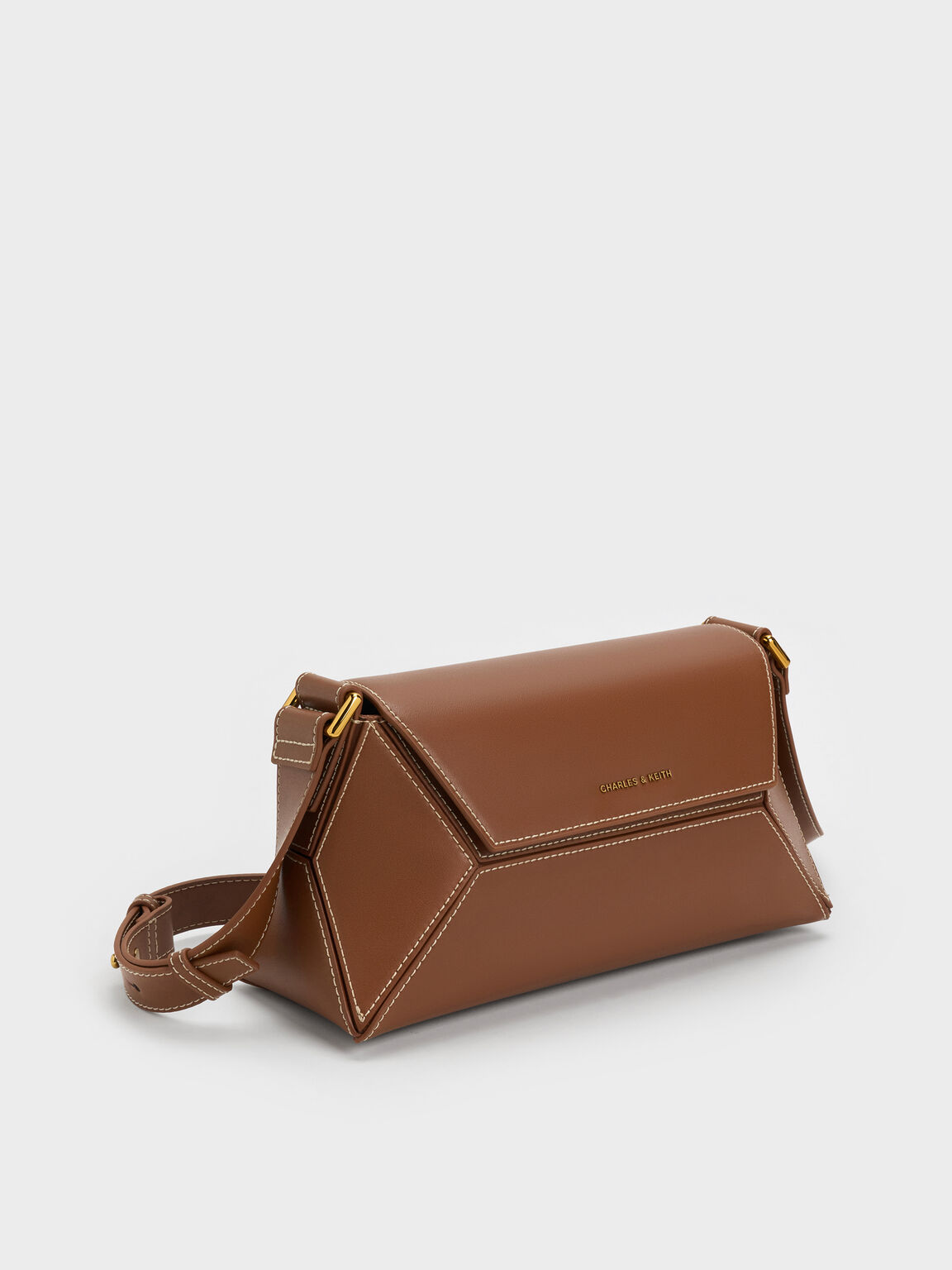 Nasrin ナスリン ジオメトリックショルダーバッグ, チョコレート, hi-res