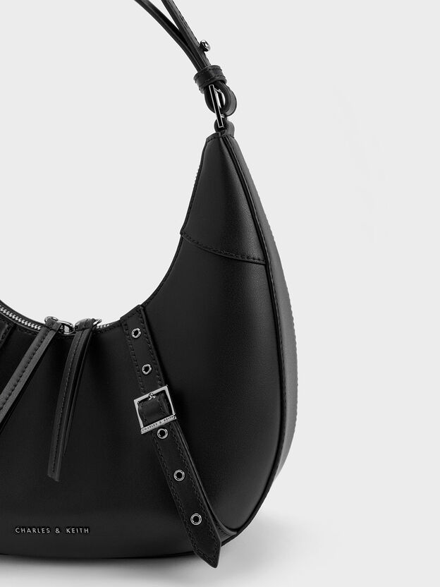 Grommet グロメット クレセントホーボーバッグ, ノワール, hi-res