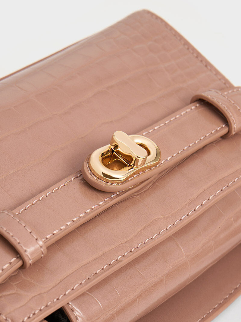 Aubrielle オブリエル クロックエフェクトトップハンドルバッグ