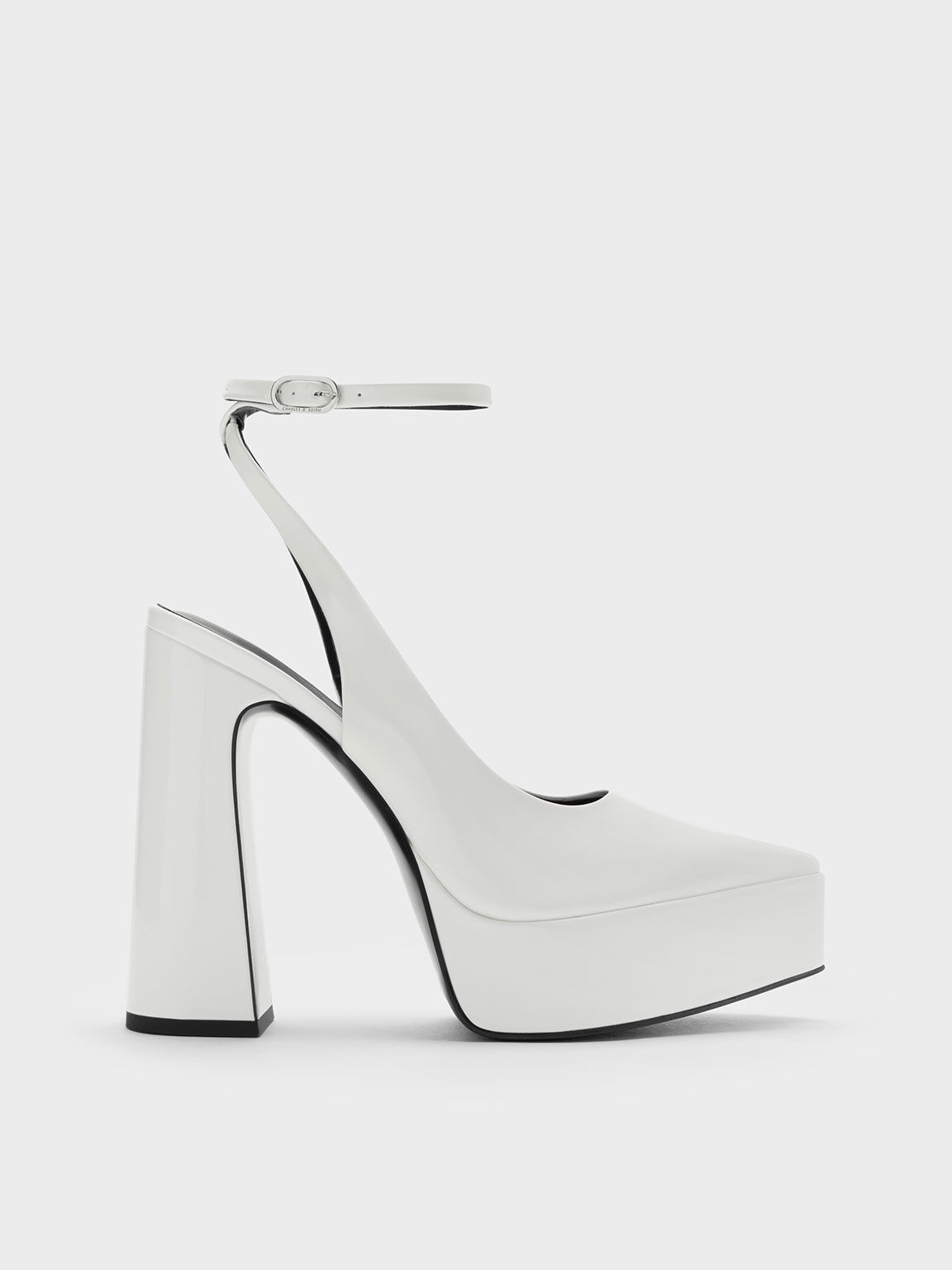Guinevere グィネヴィア パテントプラットフォームパンプス, ホワイト, hi-res