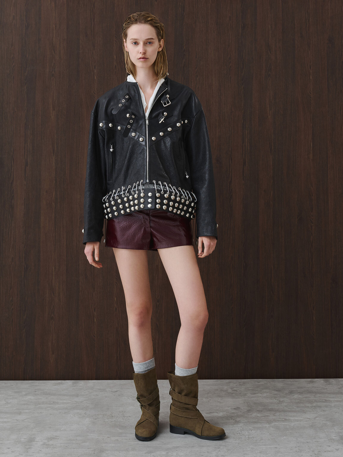 Brett ブレット バックルカーフブーツ, ダークブラウンテクスチャー, hi-res