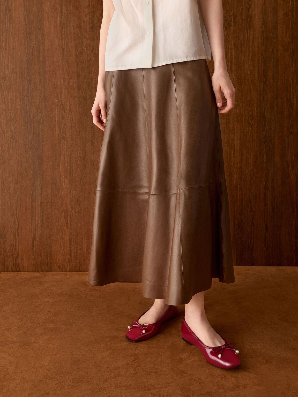 Delphina デルフィナ パールエンベリシュッドボウバレエフラット, レッド, hi-res