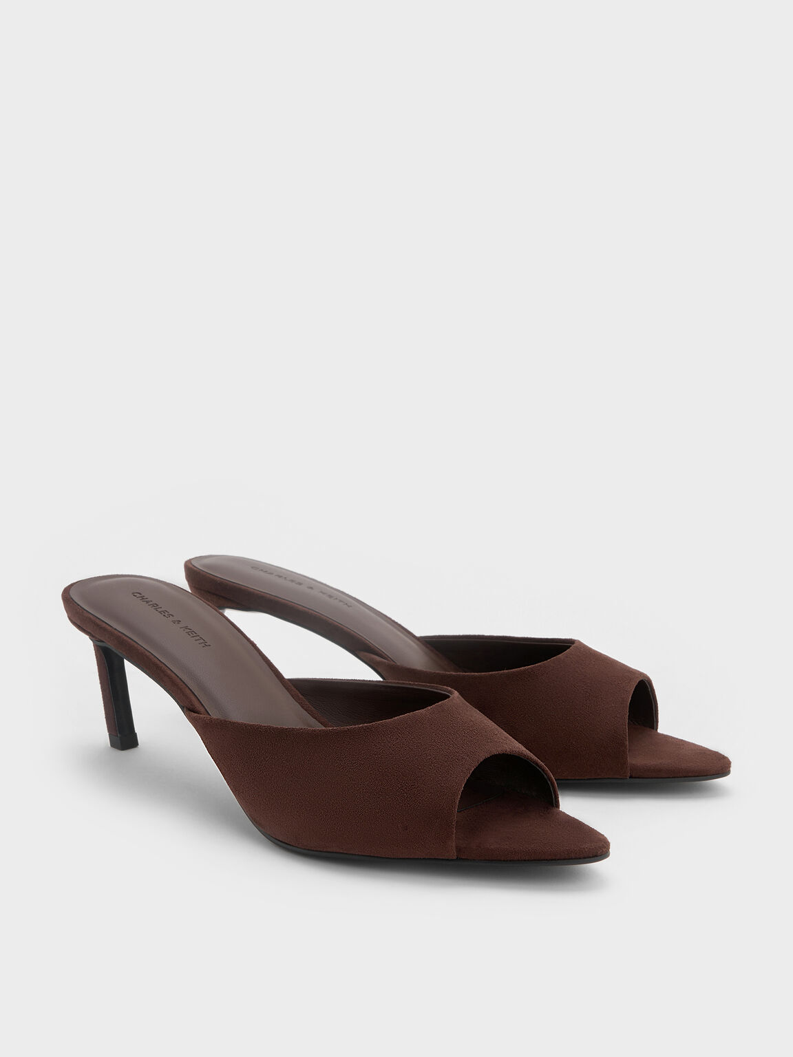 フォースエード ポインテッドピープトゥヒールミュール, ダークブラウン, hi-res