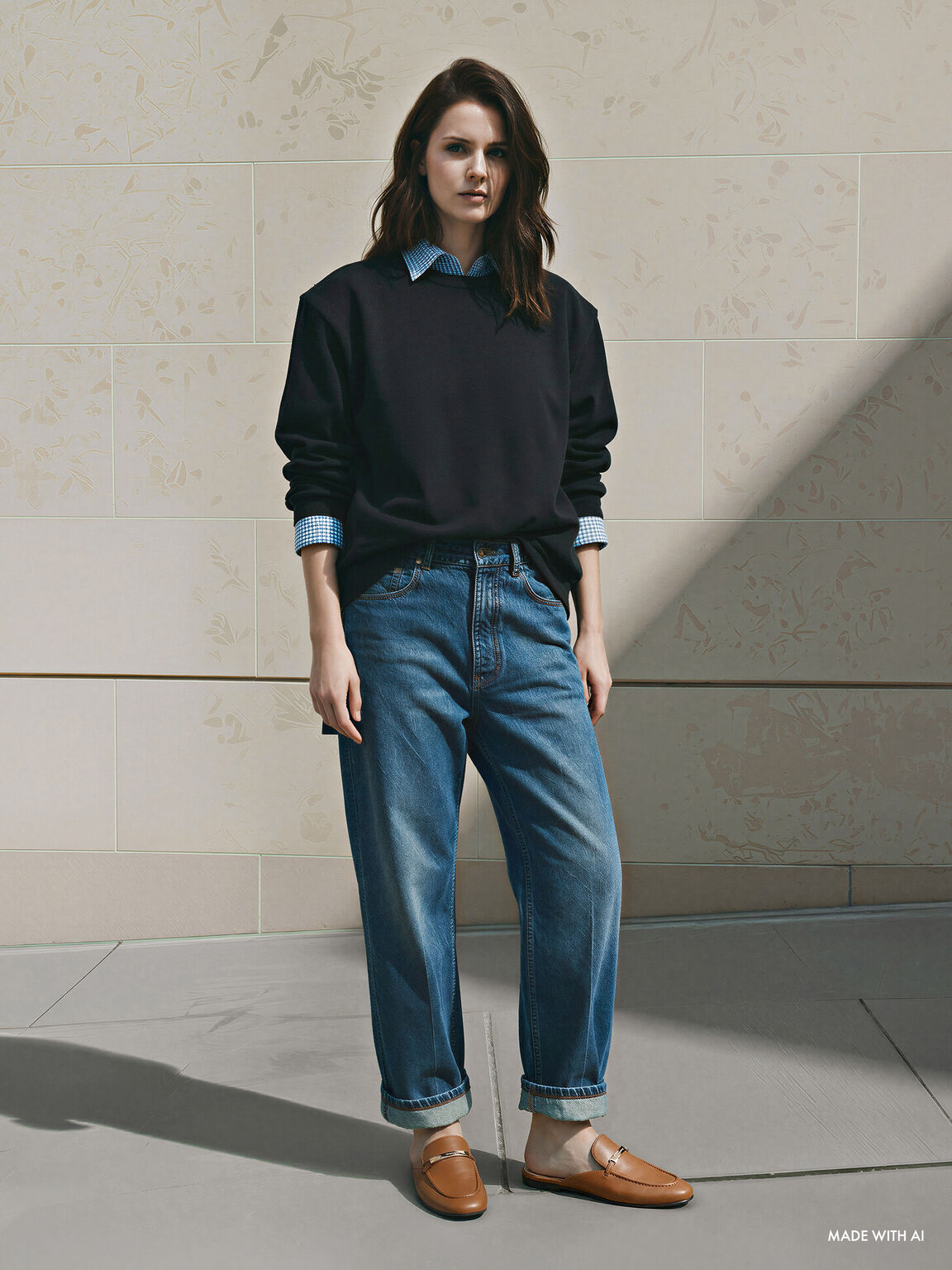 メタリックバー ローファーミュール, コニャック, hi-res