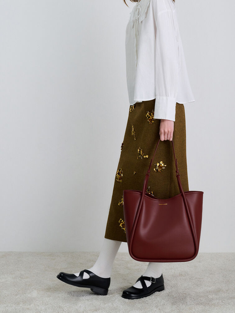 サークルハンドル トートバッグ - Mulberry Plum | CHARLES & KEITH 