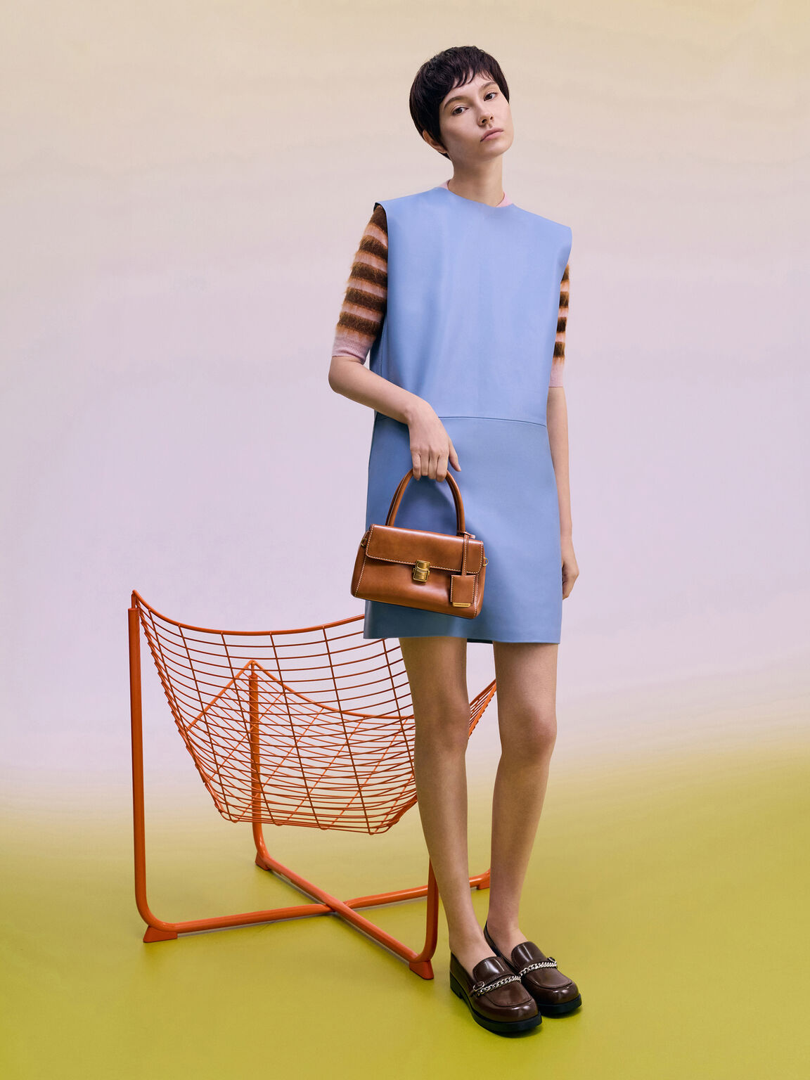 Acelynn エイスリン ロープチェーン トートバッグ, ディストレスドタン, hi-res