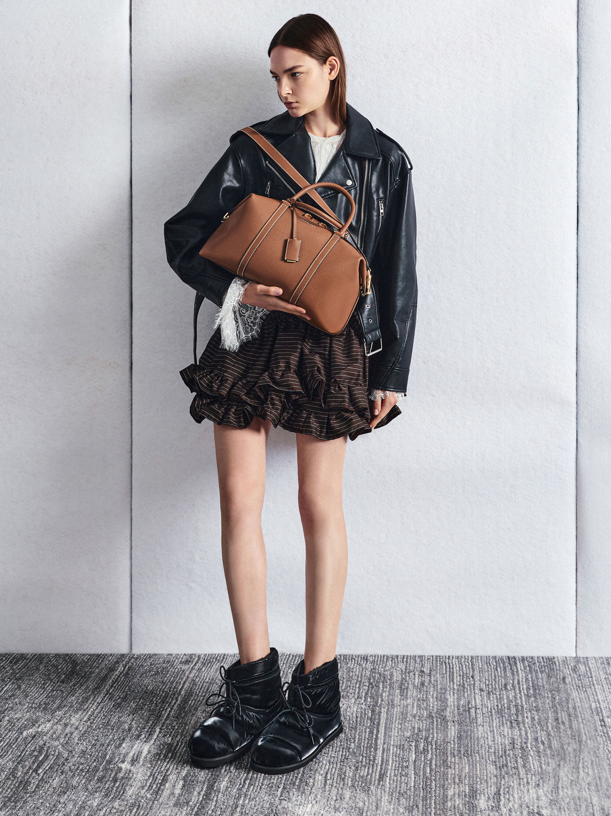 Chance チャンス レザーボウリングバッグ - チョコレート | CHARLES