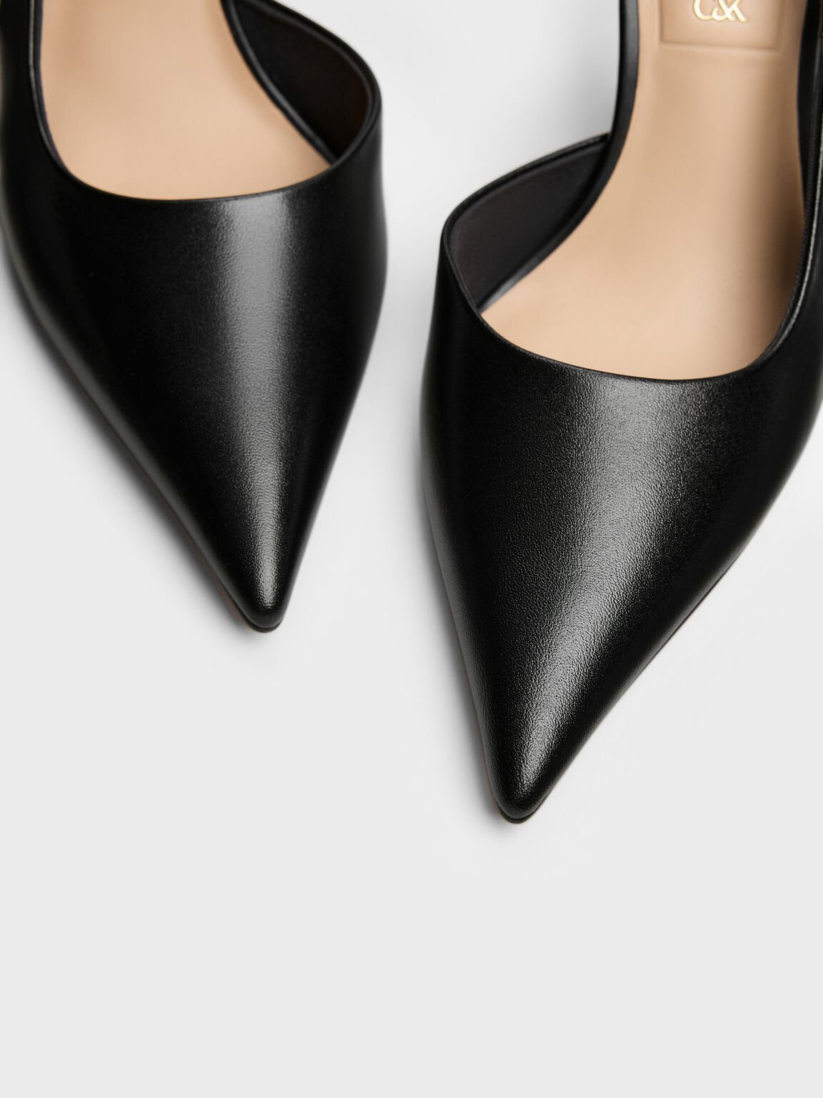 レザーバックルディテール　ポインテッドトゥスティレットパンプス, ブラック, hi-res