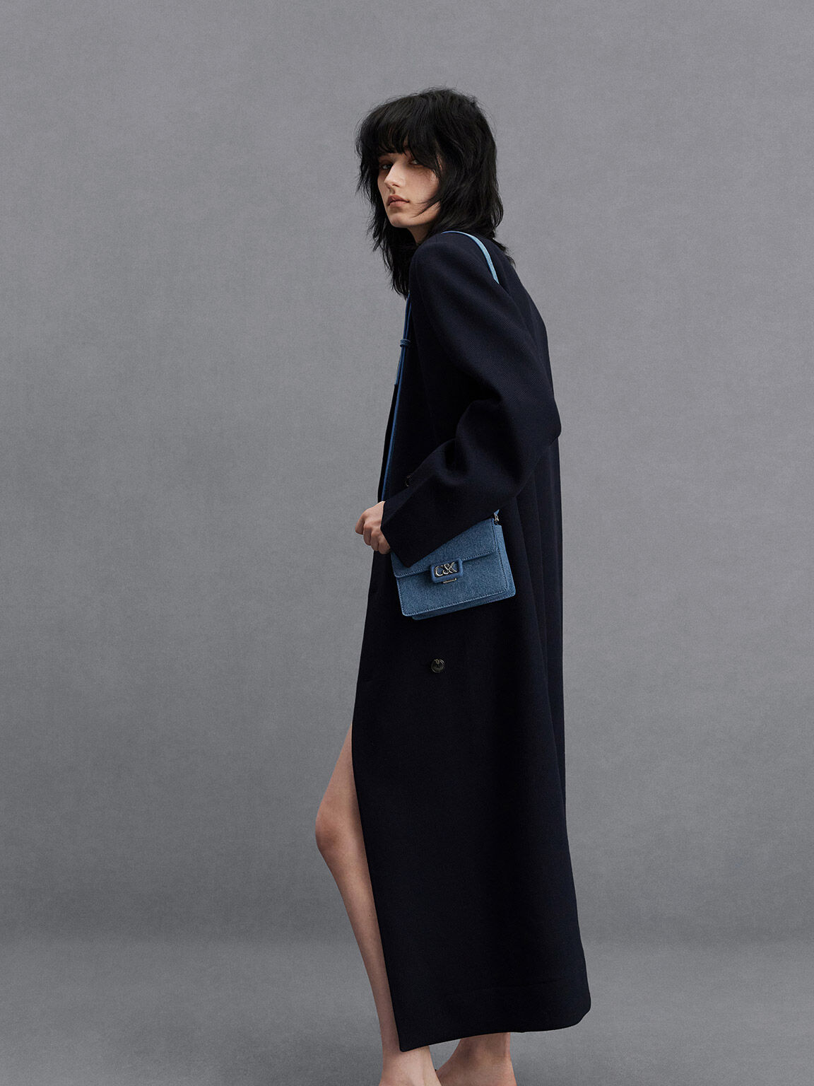 レザー ボクシーバッグ - ブルー | CHARLES & KEITH (チャールズアンド