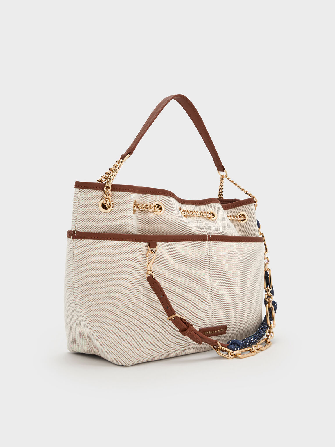 Addison アディソン キャンバスノットロープトートバッグ, トープキャンバス, hi-res