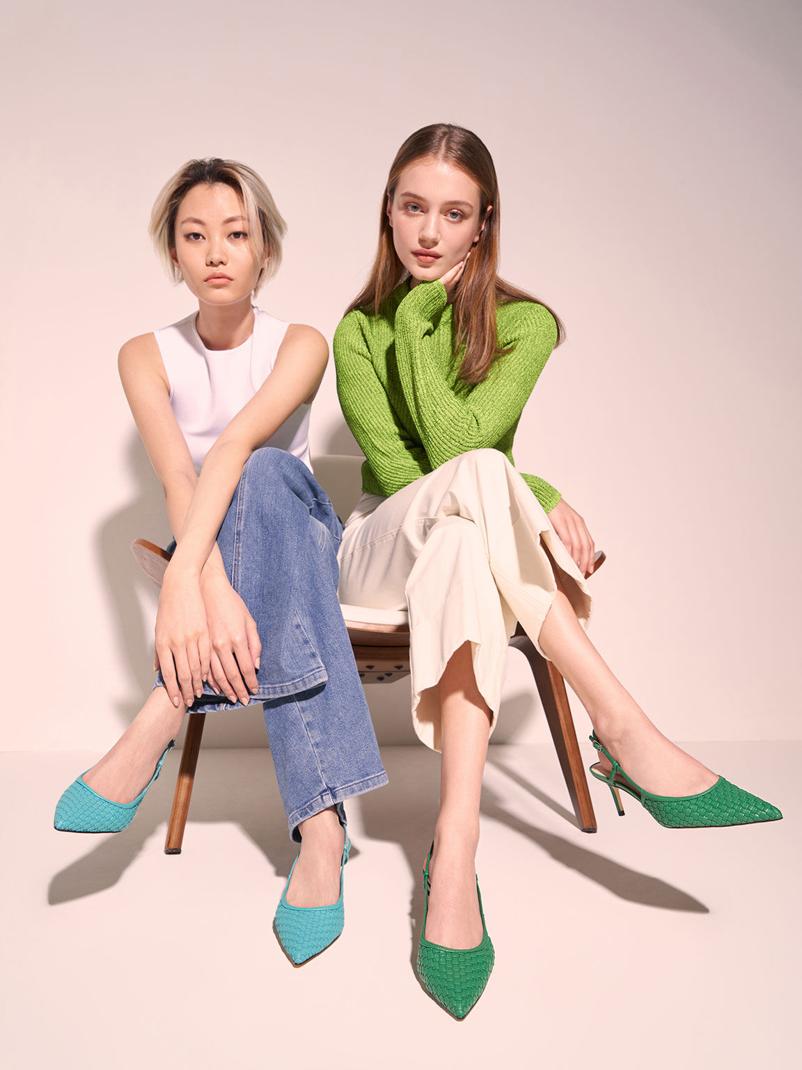 ウーブンスリングバック パンプス, ターコイズ, hi-res