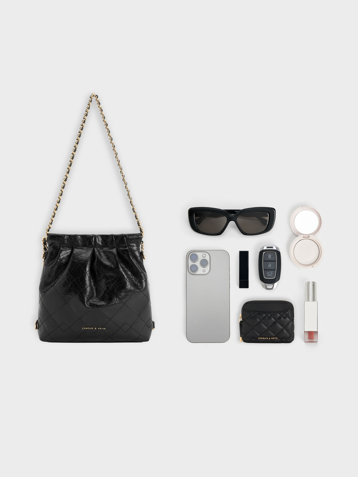 Duo ドゥオ チェーンハンドルツーウェイバックパック, ブラック, hi-res