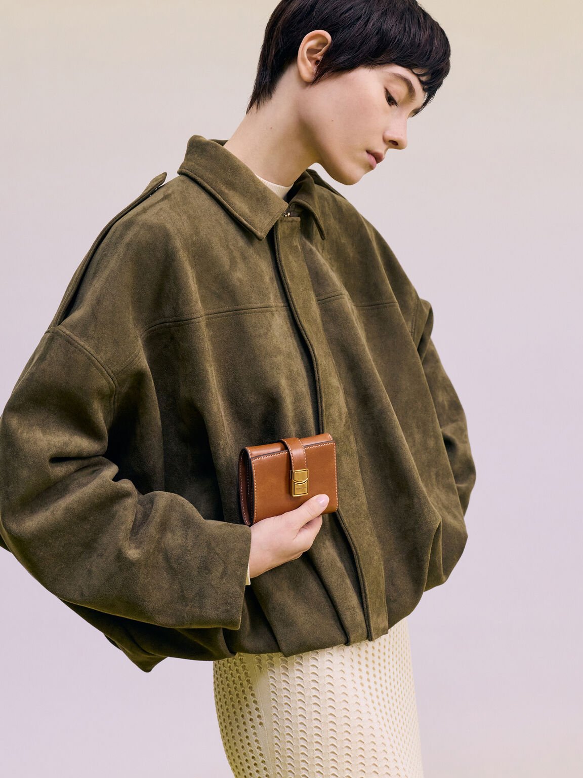 Acelynn エイスリン ベルトスモールウォレット, ディストレスドタン, hi-res