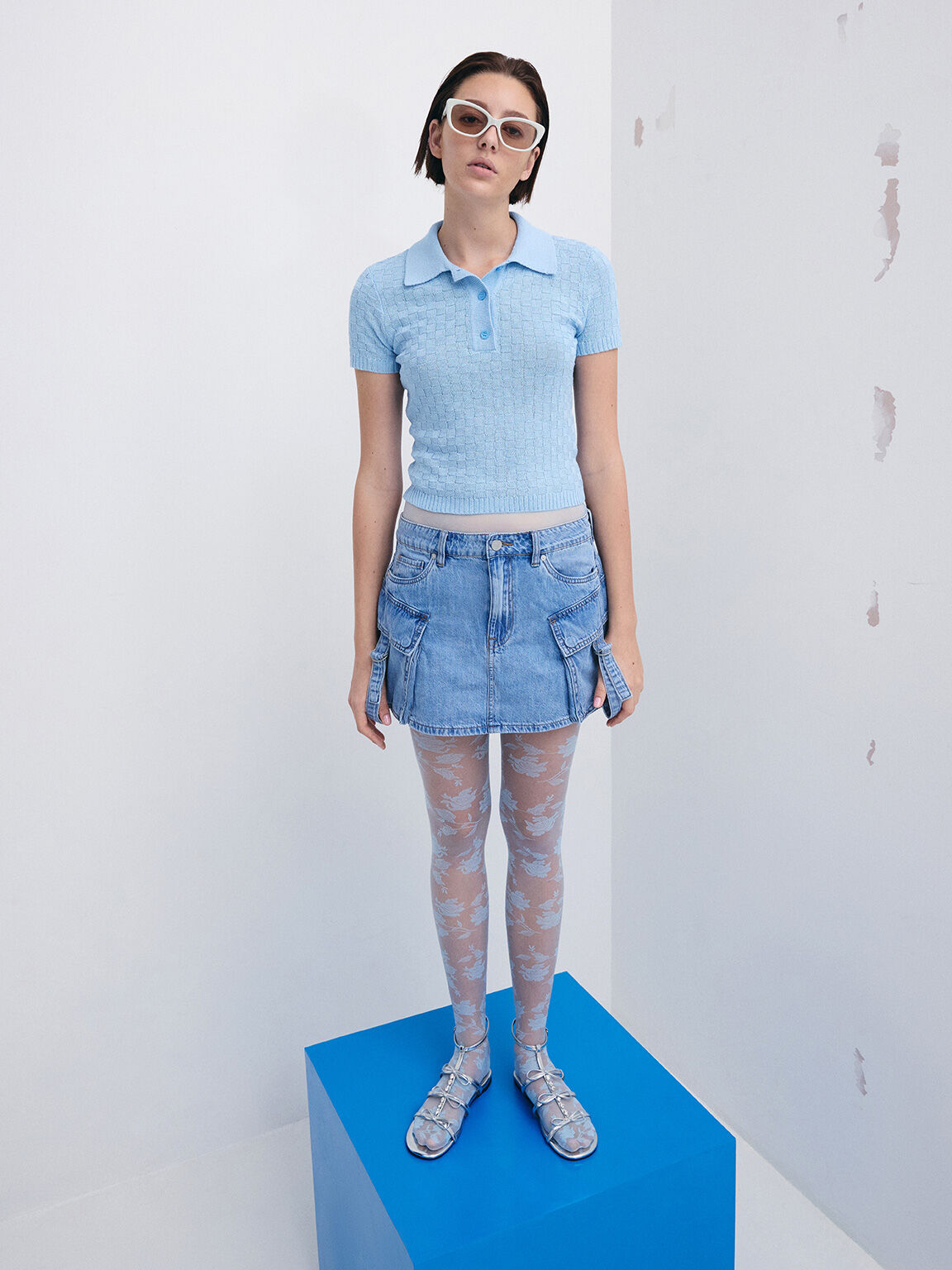 Maeva マエバ アセテートキャットアイサングラス, チョーク, hi-res