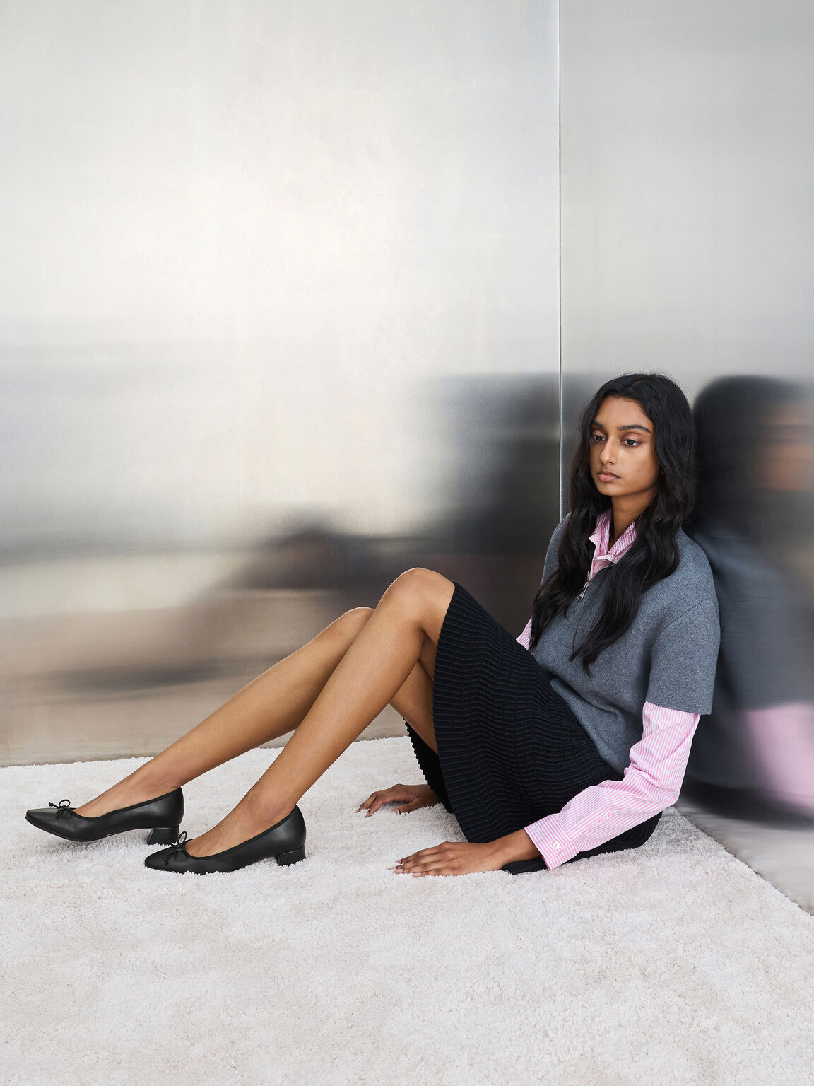 ボウバレエパンプス, ブラック, hi-res