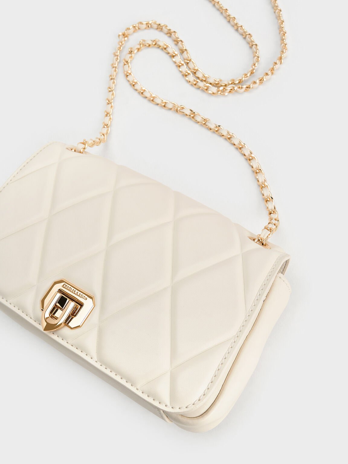 Arwen アルウェン&nbsp;キルトショルダーバッグ, クリーム, hi-res