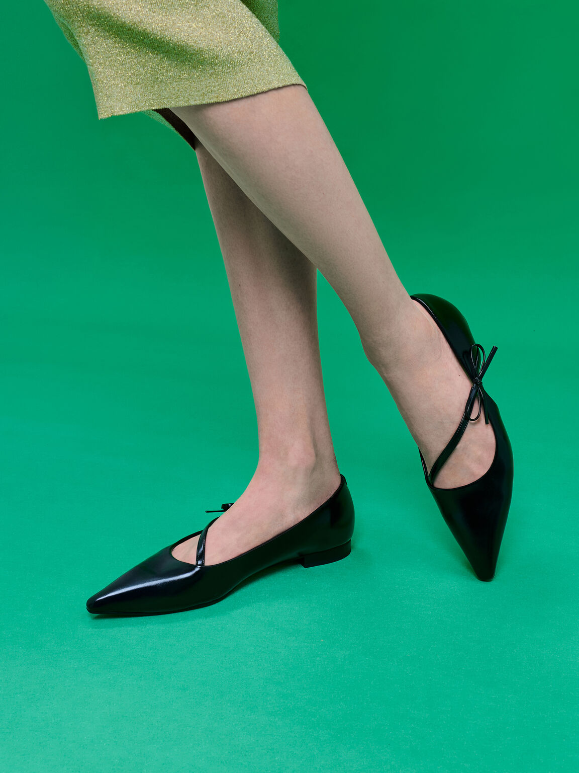 Pauline ポリーン ボウポインテッドトゥバレリーナ, ブラック, hi-res