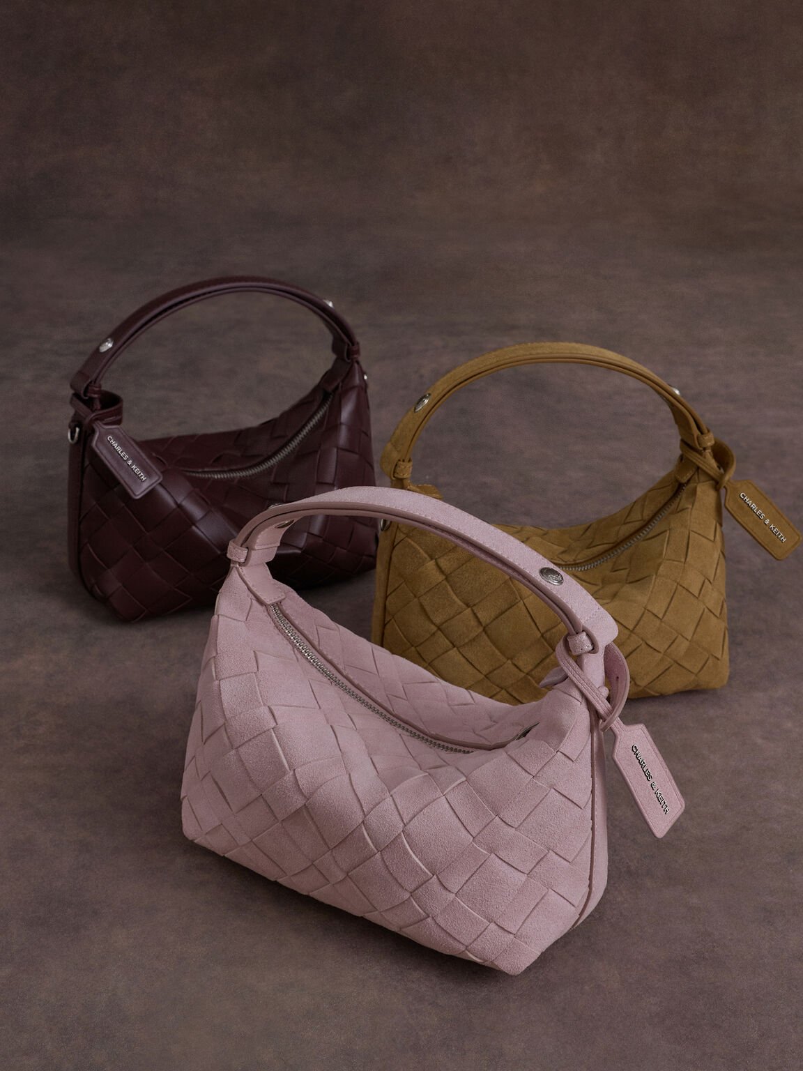 Ivette イヴェット ウーブンショルダーバッグ, ワインベリーレッド, hi-res