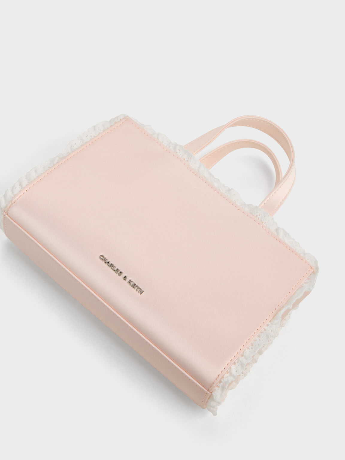 Raina レイナ レーストリム トートバッグ, ピンク, hi-res