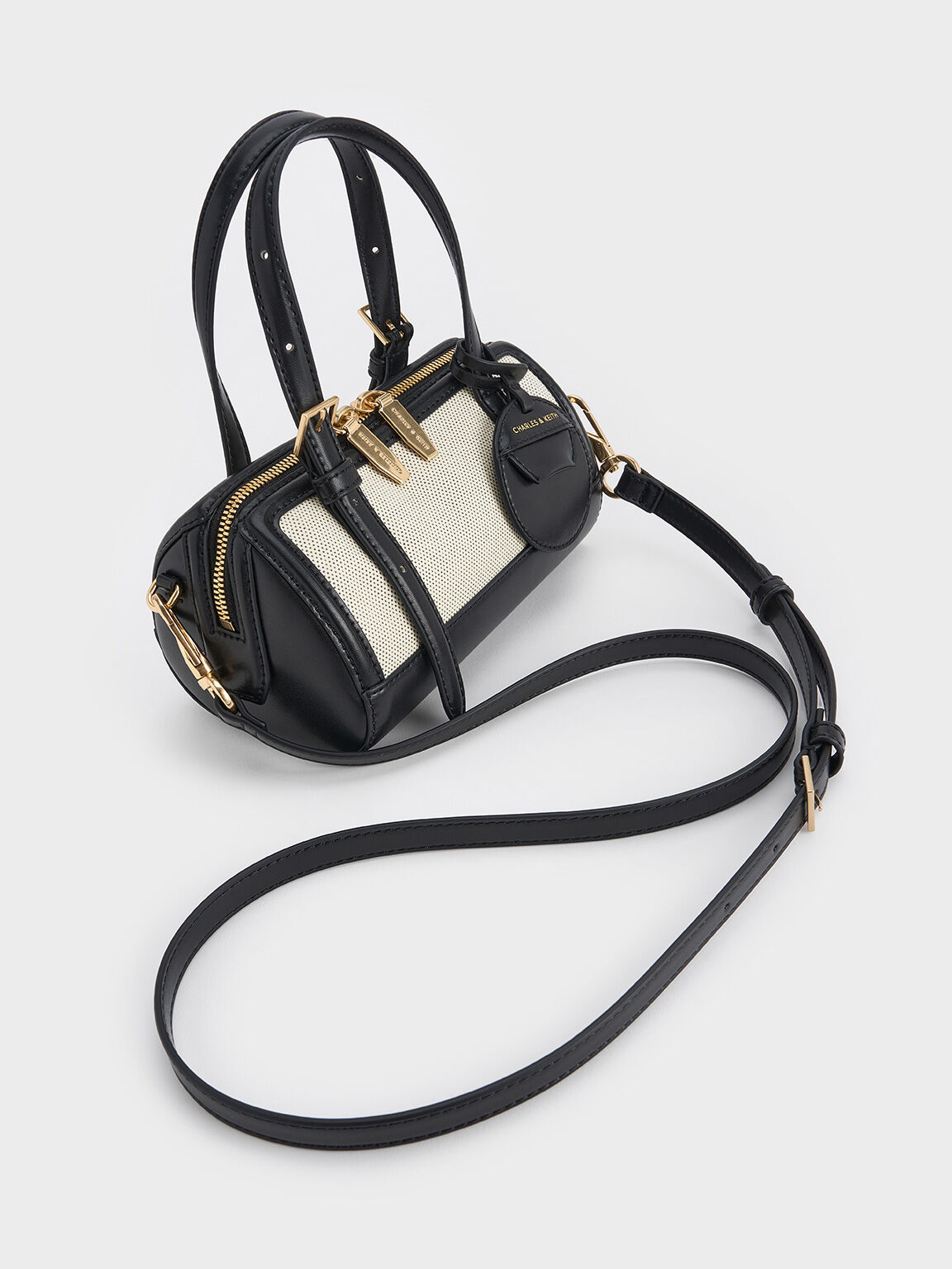 Enola エノラ キャンバスツートーンボウリングバッグ, ブラック, hi-res