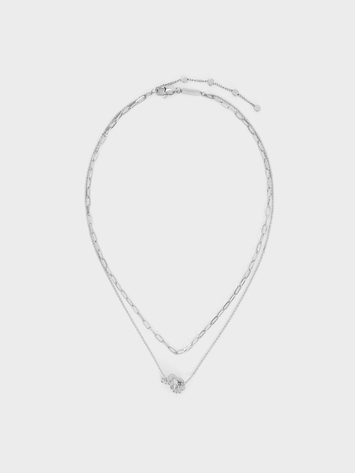 Sable セーブル ロープノット ダブルチェーンネックレス, シルバー, hi-res