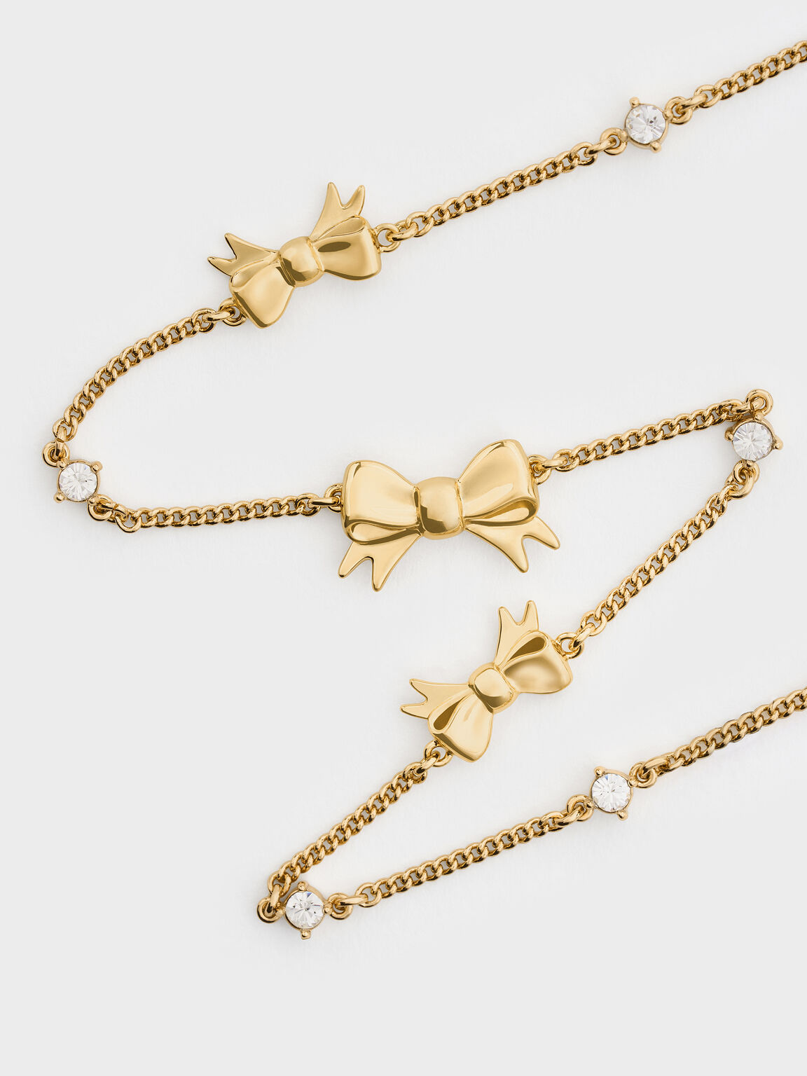 Paige ページ ボウクリスタル ネックレス, ゴールド, hi-res