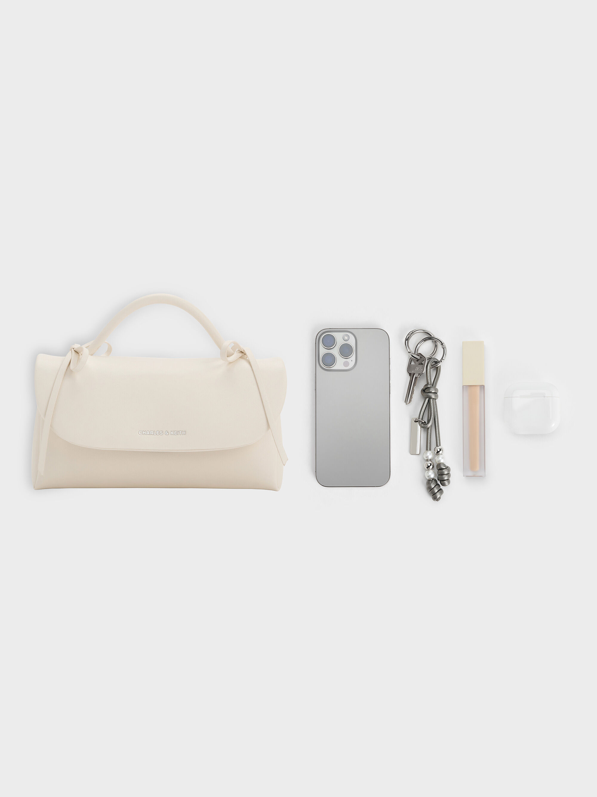 Hazel ヘーゼル ボウトップハンドルウォレット - クリーム | CHARLES