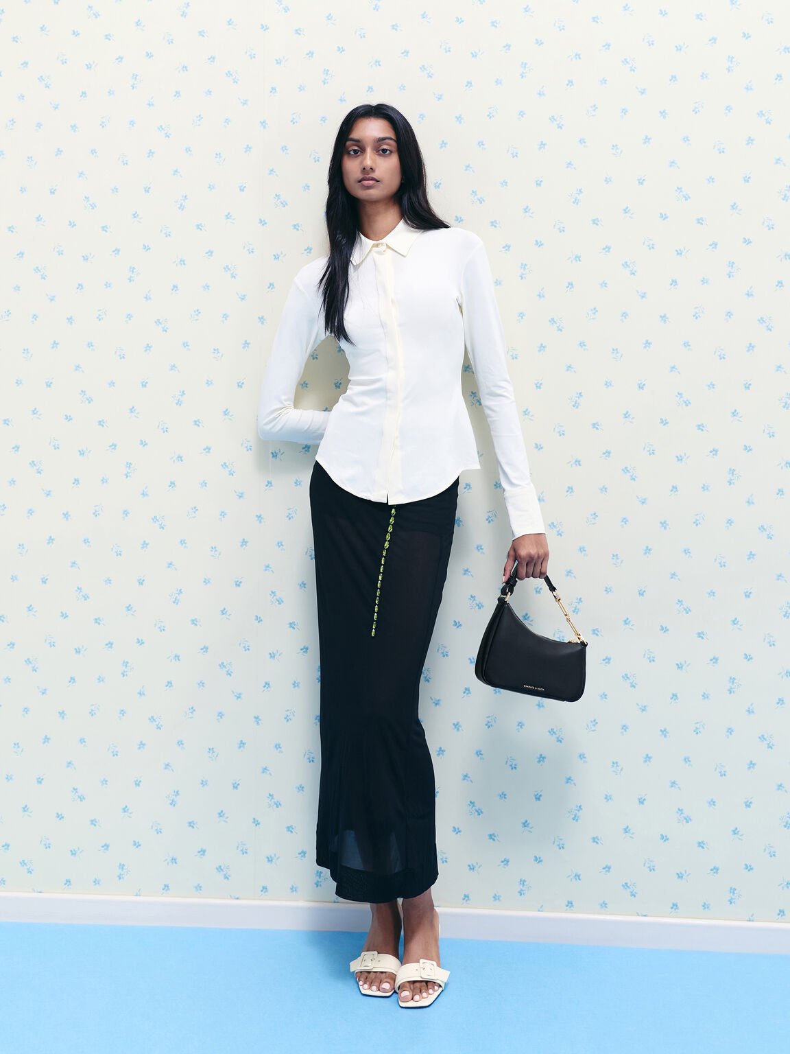 Agatha ミニアガサ  チェーンアクセントショルダーバッグ, ブラック, hi-res