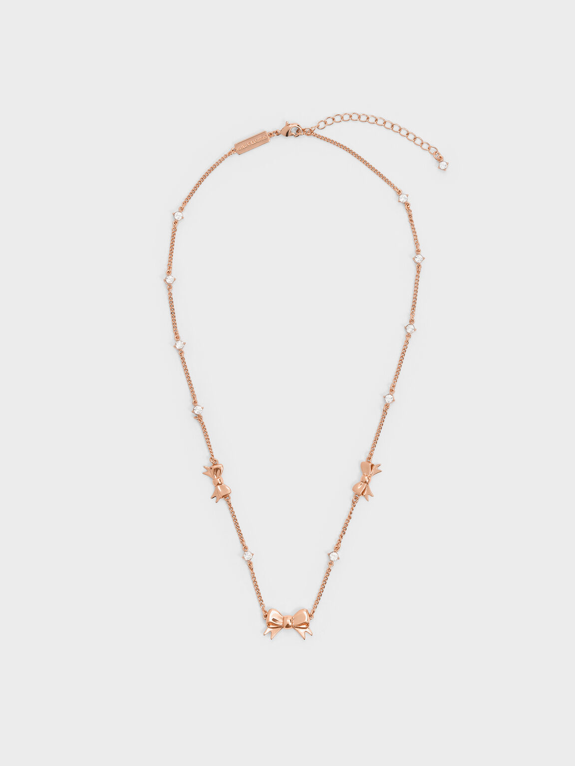 Paige ページ ボウクリスタル ネックレス, ローズゴールド, hi-res