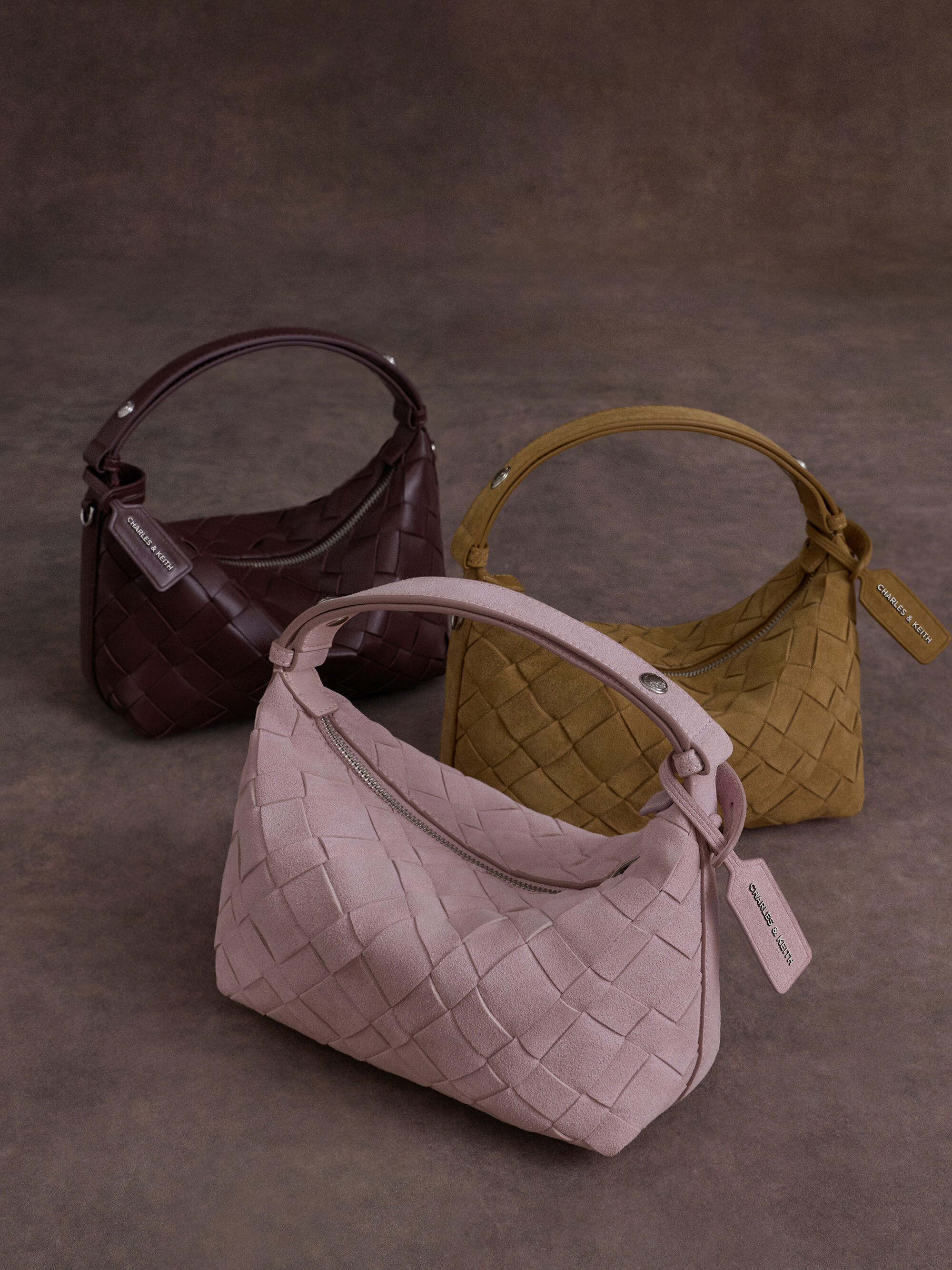 Ivette イヴェット ウーブンショルダーバッグ - ワインベリーレッド