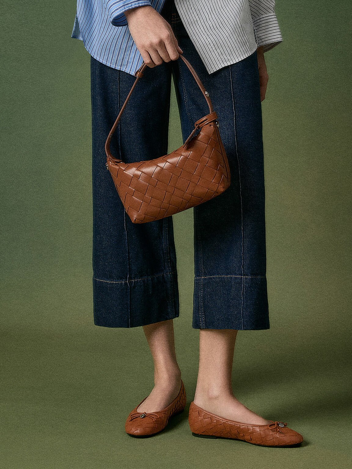 Ivette イヴェット ウーブンショルダーバッグ, チョコレート, hi-res