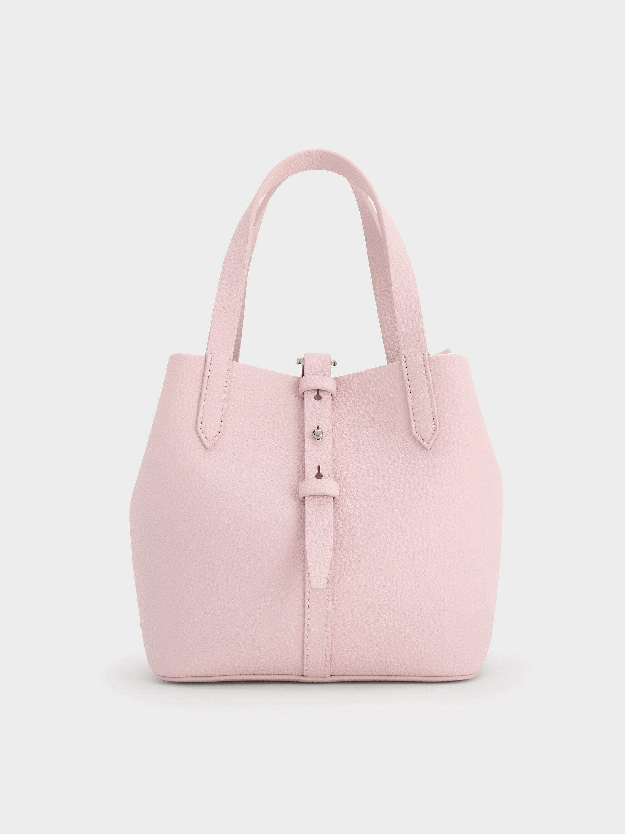 Charles＆Keith リサイクルレザーバケツバッグ ピンク Beryl ベリル リサイクルレザーバケツバッグ（ショルダーバッグ