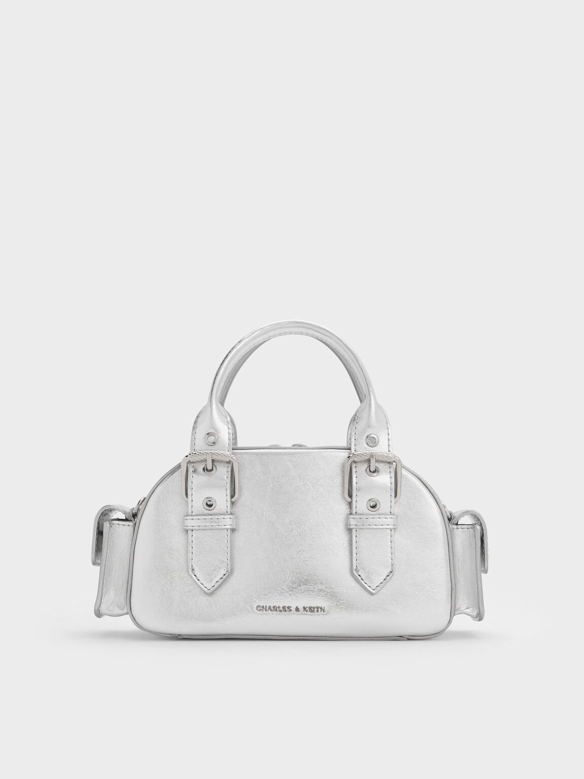 Blaise ブレイス バックルストラップ サイドポケットボウリングバッグ, シルバー, hi-res