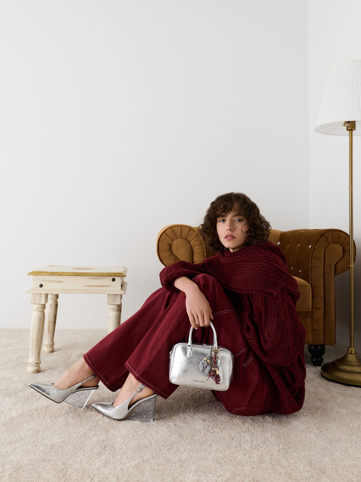 フラワー ノットチャーム, バーガンディ, hi-res