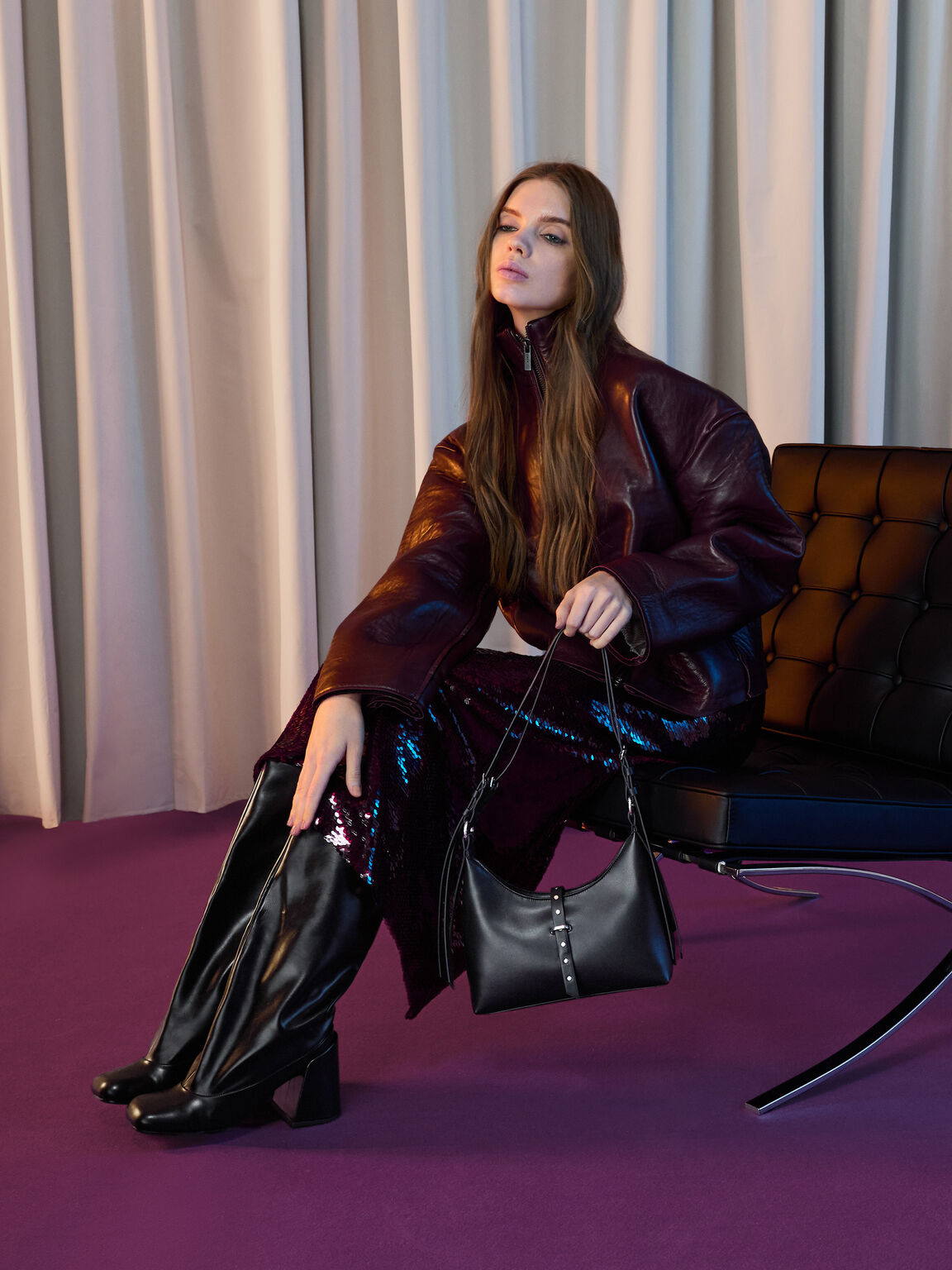 Lark ラルク ベルトショルダーバッグ, ノワール, hi-res