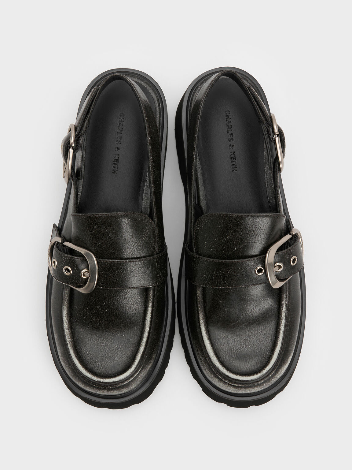 Eliot エリオット プラットフォーム スリングバックローファー, グレー, hi-res