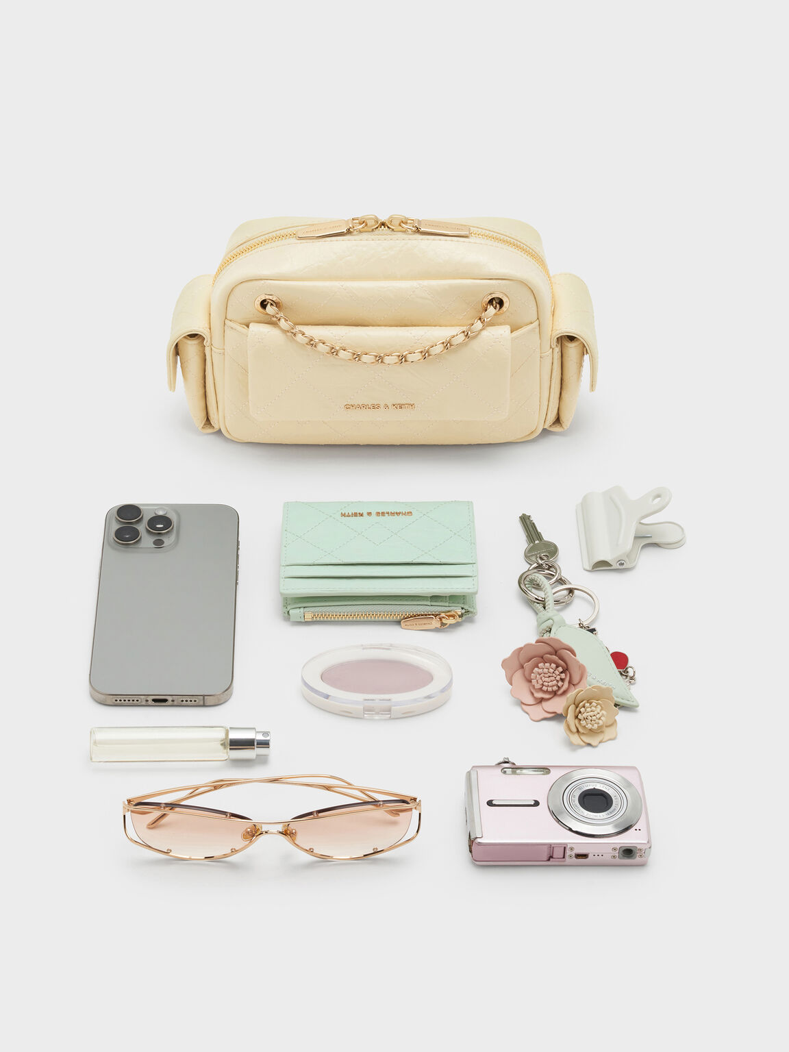 Duo ドゥオ キルトクロスボディーバッグ, バターイエロー, hi-res