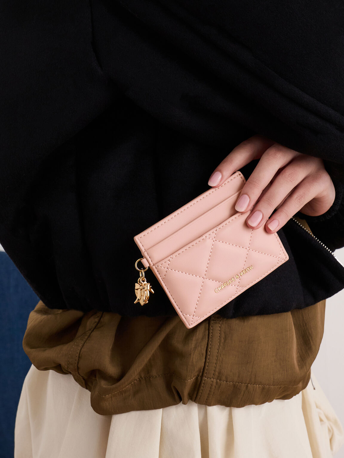 Arrietty アリエッティ キルトボウハートチャーム カードホルダー, ライトピンク, hi-res