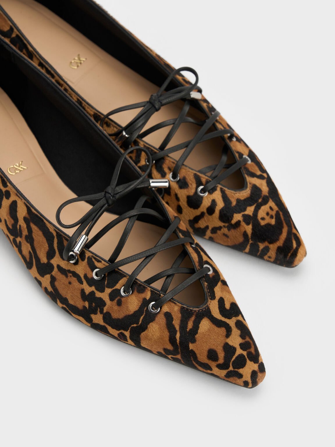 Jianna ジェンナ レザーレースタイ フラット, アニマルプリントブラウン, hi-res