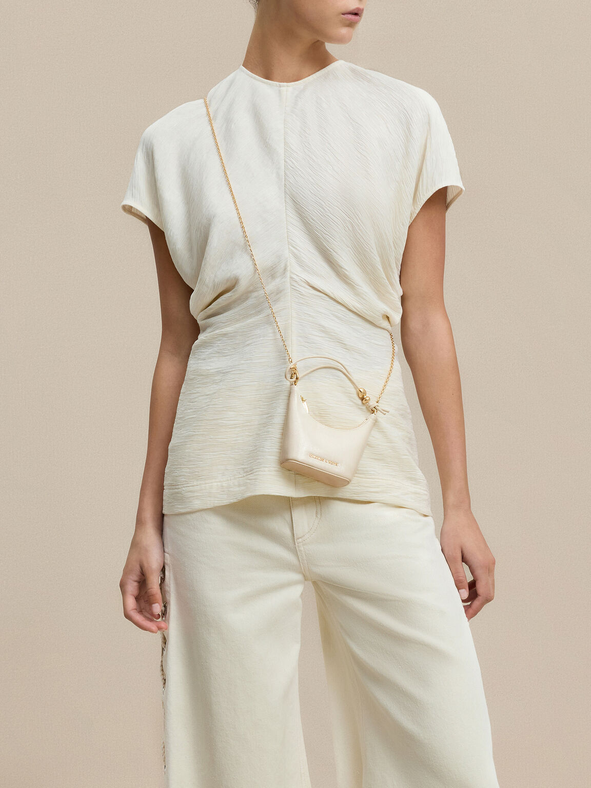 Augustine オーガスチン パネルマイクロバッグ, クリーム, hi-res