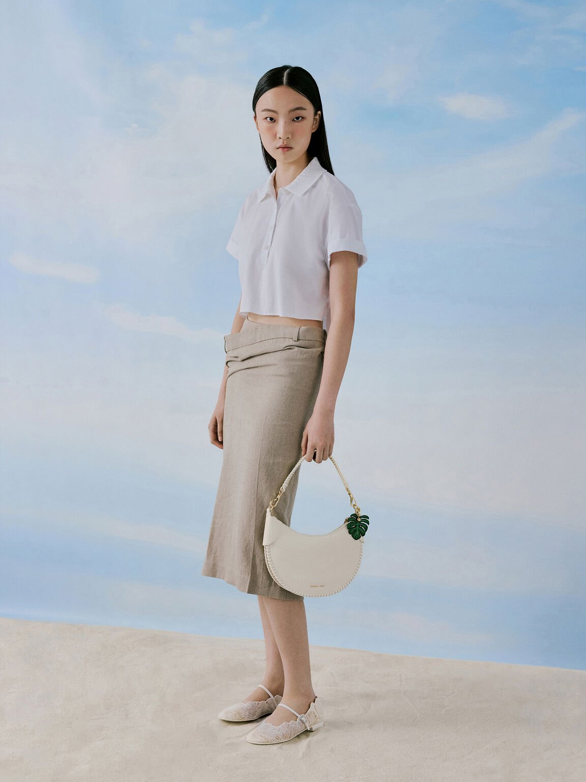 Blume ブリュム ブレードカーブホーボーバッグ, クリーム, hi-res