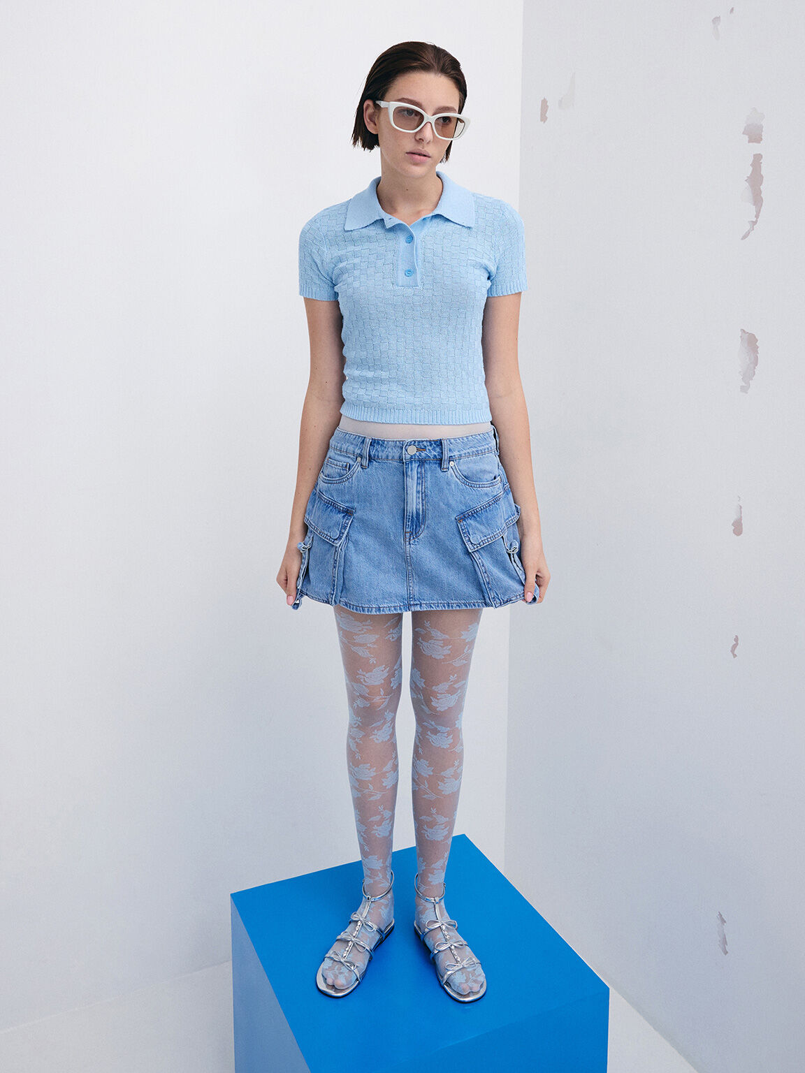 Maeva マエバ アセテートキャットアイサングラス, チョーク, hi-res