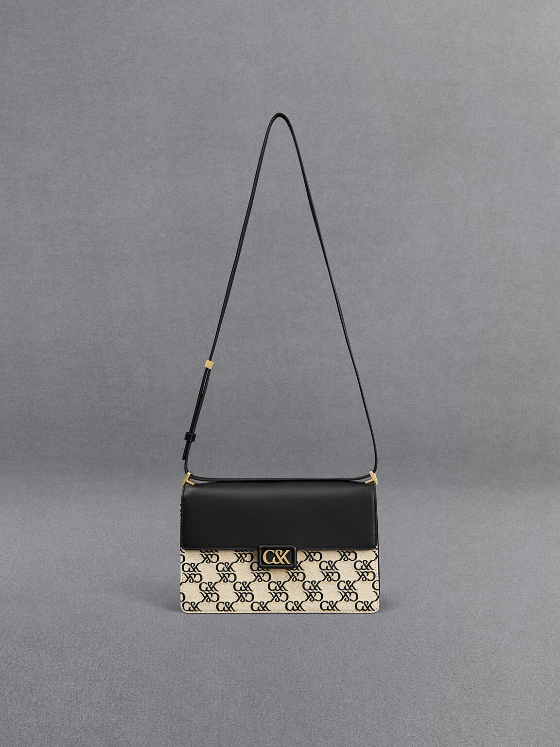 レザー ショルダーバッグ, ブラック, hi-res