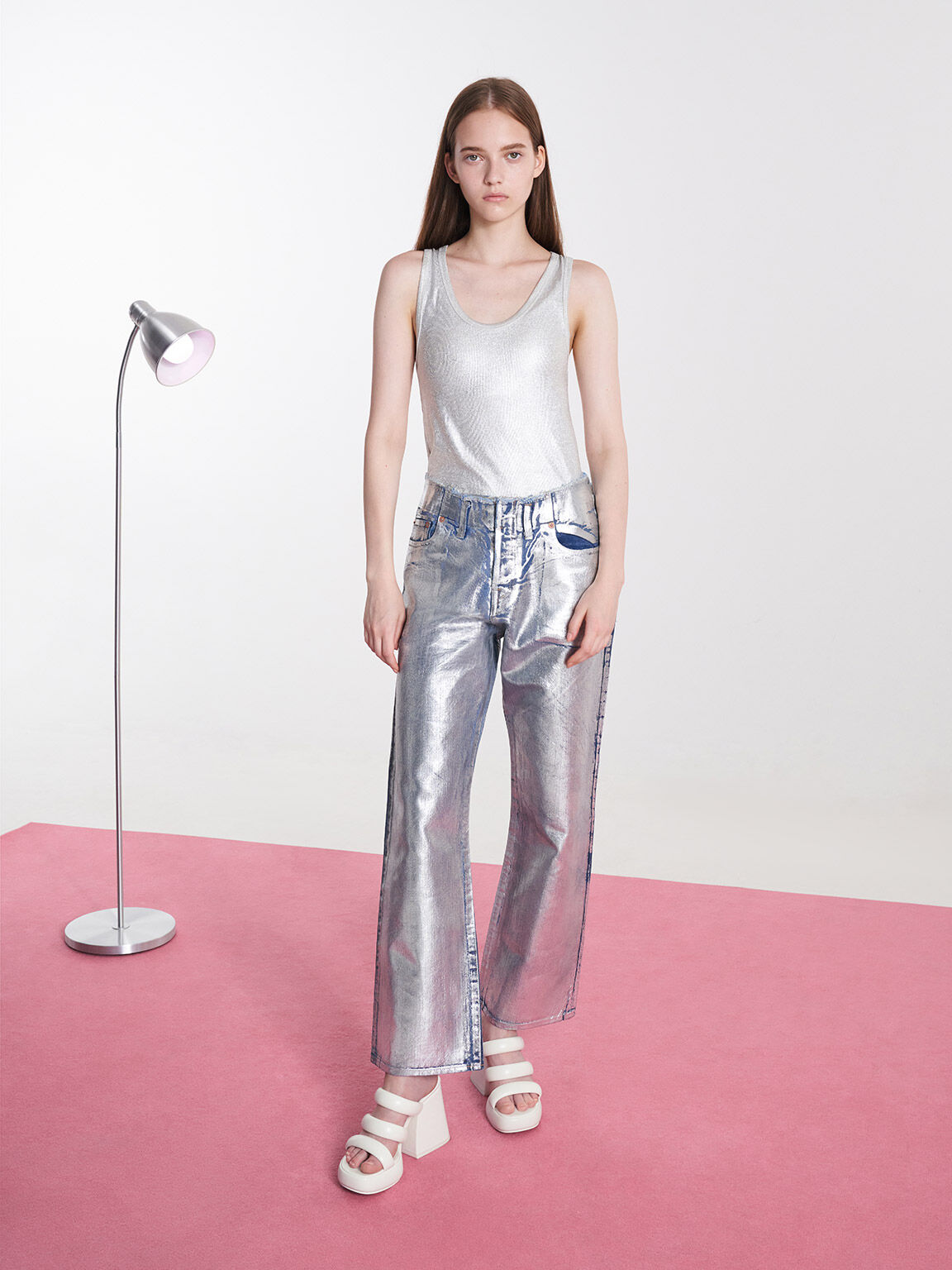 Tattie タッチ パッフィーストラッププラットフォームミュール, ホワイト, hi-res